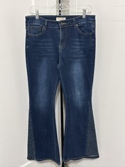 Bamboo Jeans Women’s Size 15 Flare Leg Dark Wash Embellished Rhinestone
