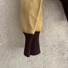 Vintage 1930s Two Tone Blonde Suede & Maroon Knit Sweater Cardigan Jacket 1940s
