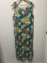 Vintage Dressing Clio Hawaiian Luau Maxi Dress Hibiscus Pineapple Sz M NWT