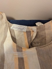 Vintage Lord & Taylor sleeveless grey, pink, and white striped cotton dress XS