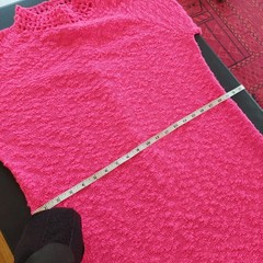 Jane Vintage Hot Pink Knit Midi Dress Knit Mock Neck Balloon Sleeve 1960’s