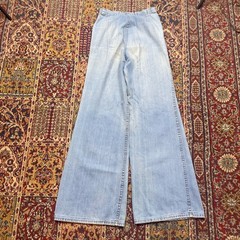 VTG 70s Foxmoor Blue Denim flared Jeans Bell Bottom Size 9 24×31 12″ leg opening