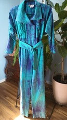 Vintage 80s D. Frank Jumpsuit tie-dye shoulder pads SZ.S-M newwave Punk