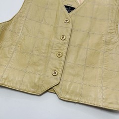 1990s–Y2K North Beach Leather Cropped Button Vest Beige Women’s XS/S