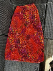 Mr B’s Vintage 1970’s 60s Flower Power Quilted Skirt Size M Red Mod