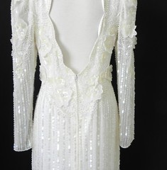 Landa Sequin/Beading Dress Rare Floor Length Silk Ivory Open Back Size12(US10)