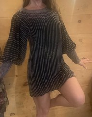 RARE Vintage Sister Max Beaded Tunic Dress – Hand-Sewn Crystal – 80s Designer