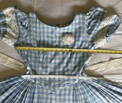 Vintage Blue & White Square Gingham Dance Dress Size M