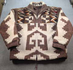 Vintage Unbranded Southwestern Style Wool Blend Trapper Coat Zip Pockets No Tags