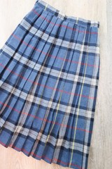 Vintage Blue Plaid Wool Pleated Skirt Preppy Schoolgirl Heritage Classic Women’s