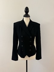 Vintage 1980’s TAGA Paris Black Cropped Double-breasted Jacket Size 4