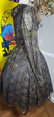 Vintage 1970s Black And Gold Party Dress With Zipper Front