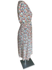 Vintage 80’s Karin Stevens Dress Sz 6P Mulit Color Midi Floral Cottagecore Retro