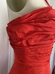 Vintage 80s ROSE TAFT COUTURE Red Evening Gown Dress READ CONDITION