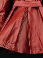 Vintage 1970s red leather jacket, genuine dark ox blood boho brown wrap trench M