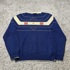 True Vintage Saks Fifth Avenue 1950s Pure Wool Switzerland Aztec Blue Medium