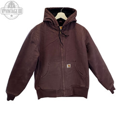 Vintage Carhartt Women’s Purple Plum Canvas Hooded Bomber Jacket WJ130 DPM