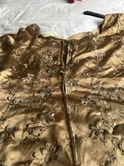 Vintage 1970s Bronze Floral Dress Made with 1950s English Fabric Below Knee