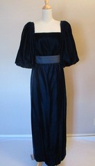Vintage 1960s Miss Elliette Blue Velvet Evening Gown Dress