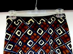VTG STAR CCC A Line Skirt Checks Squares Dark Chocolate Navy Blue Beige M EUC