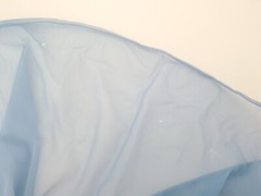 Vtg Eve Stillman by Gracette Modest Sheer Nightgown Blue Satin Puffed Sleeve