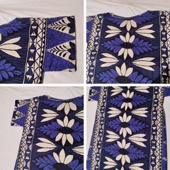 Pingo’s Maui Hawaiian MuuMuu Blue White Floral Wrap Tie Waist – See Measurements