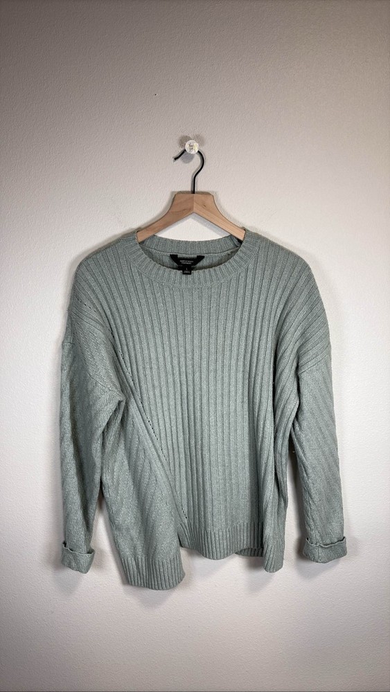 Vera Wang Women’s Green Ribbed Knit Pullover Sweater L