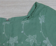 Vintage 50s Wiggle Day Dress (XS) Embroidered Floral Sheath Pockets Cap Sleeve