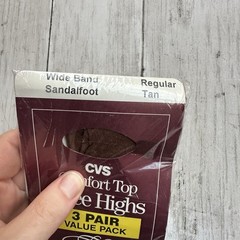 VINTAGE CVS COMFORT TOP KNEE HIGHS SANDAL FOOT 3 Pack TAN REGULAR