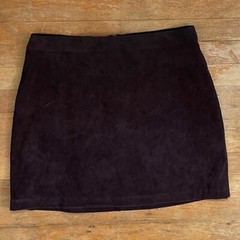Vintage Brown Microfiber Mini Skirt Size Large 33″ Waist 1990s Faux Suede