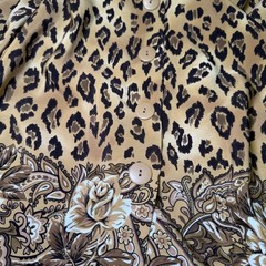Vintage Studio C Womens Size 16W Leopard Print Shift Dress Sleeveless Floral Hem