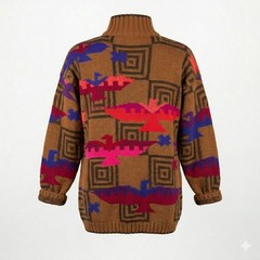 Harolds Vintage Southwestern Thunderbird Aztec Cotton Sweater Brown S/M – CJ