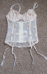 DELICATES IVORY BRIDAL HONEYMOON garters CORSET bra Embroidery Lace UW sz 36/M