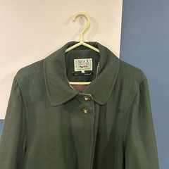 Vtg Avoca Collection Ireland Wool Trench Coat Green Oversized Women’s X-Large