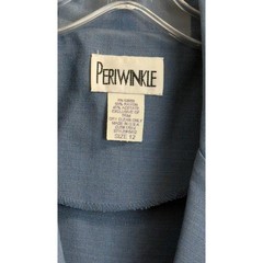 Vintage Periwinkle Blue Suit Set Floral Embroidered 2 Piece Blazer Dress Size 12