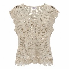 VTG Muney New York Crochet Lace Top Boho Floral Open Knit Festival Blouse Small