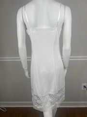 Full Dress long Slip Womens 38” white Nightgown Lingerie chiffon Vtg Lace