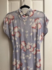 Vintage 1940s Dress 40s Purple Floral Button Front Dress