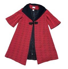 VTG 50s 60’s Alfred Werber Women’s Red Black Wool Blend 3/4 Coat Cape Sz M 8