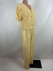 Vintage Yellow D. FRANK Jumpsuit Size M 90s Crop Vest Tapered Leg