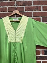 Gorgeous Vintage Kaftan Green 1/4 Zip Shadow Line MCM 60s 70s Large