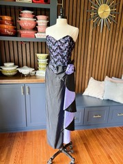 Alfred Angelo 80s Dress Vintage Prom Gothic Ruffled Gown Sequins