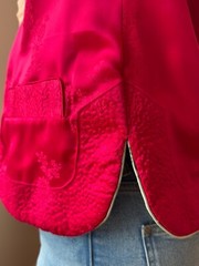 NEW OLD PINK CHINESE TRADITIONAL CHINA REVERSABLE JACKET STUNNING FLOWERS SILK