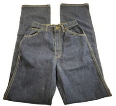 Vintage 70’s Wrangler No Fault Blue Jeans 26×34 High Rise Wide Leg Actual 24X33