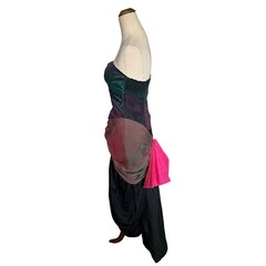 Vintage Studibaker Hawk 80s Corset Printed Strapless Party Cocktail Dress Sz S