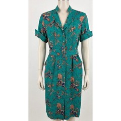 Vintage 80s Milanzo Floral Rayon Dress S Cottagecore Whimsigoth Boho Midi