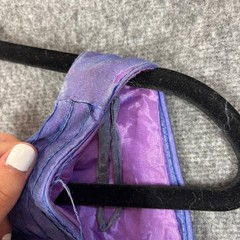 Vintage 50s Iridescent Purple Blue Organza Fit Flare Dress Bow Back Mid Century