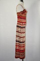 60s Vintage Red Orange Striped Bullet Bra Strapless Beach Cover Up Maxi Dress S
