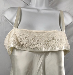 Vintage Escapades Camisole Medium Off White Crochet Nylon Satin Cami Tank Top