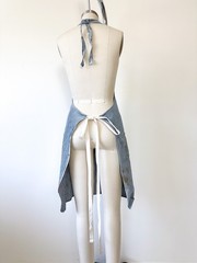 Vintage 1960s Denim Striped Distressed Apron Utility Workwear as found